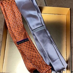 Geoffrey Beene Men's Orange and Silver Tie Set